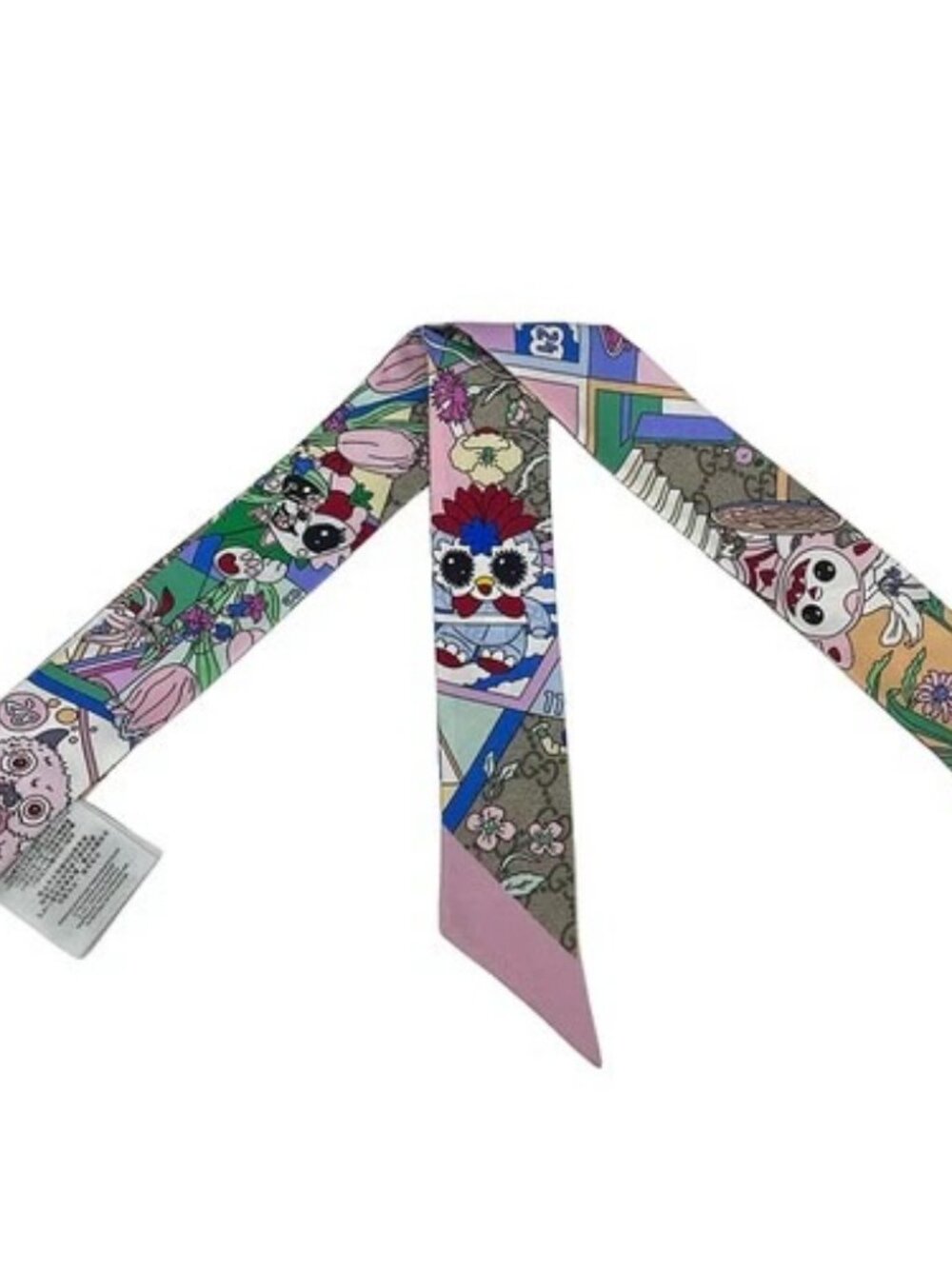 GUCCI Light Pink Light Blue Multi Scarf